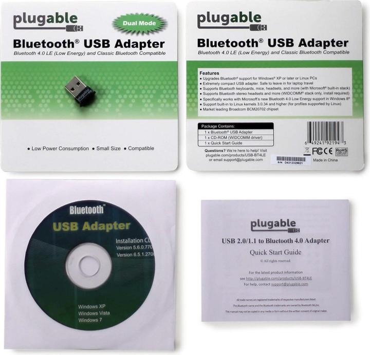 Produktbild Plugable USB Bluetooth 4.0 Micro Adapter (Sender & Empfänger)