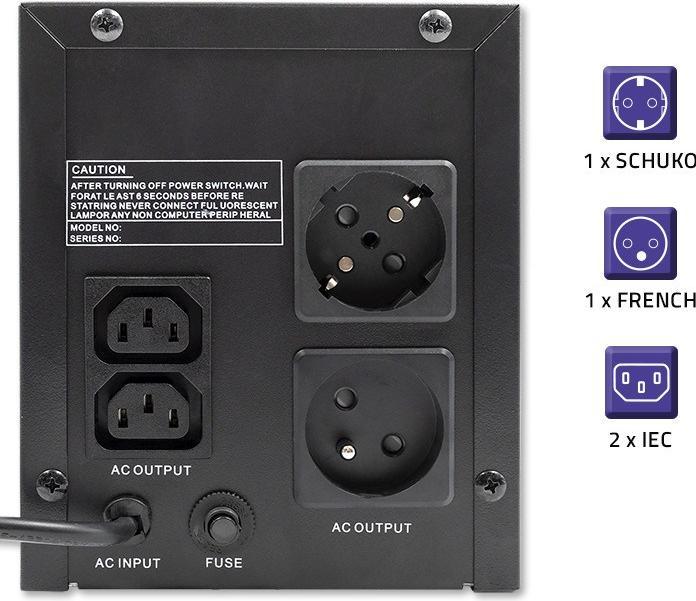 Image du produit Qoltec Zasilacz awaryjny UPS | Monolith | 1200VA | 720W (1200 VA, 720 W, Line-interactive Onduleur)