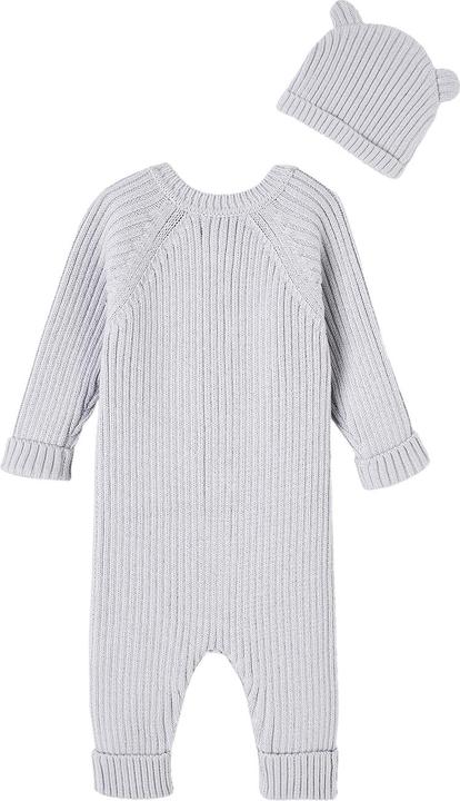 Actual product image Vertbaudet Baby-Set: gerippter Strickoverall & Mütze mit Ohren (50)