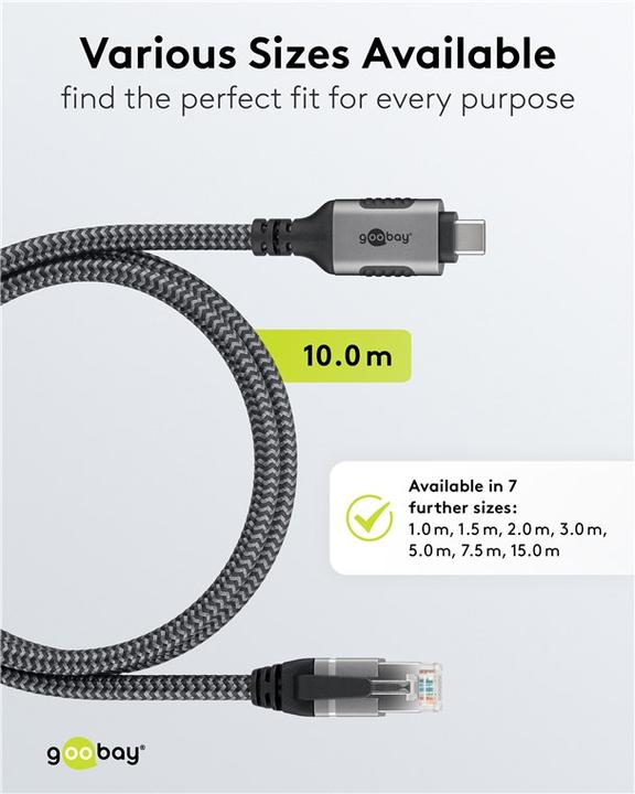 Actual product image Goobay Ethernet cable USB-C to RJ45, 10 m (USB 3.1, RJ45 Gigabit Ethernet (1x))