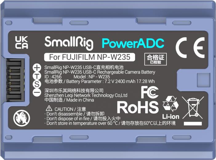 Produktbild SmallRig 4266 NP W235 USB C Rechargeable Camera Battery (Kamera Akku)