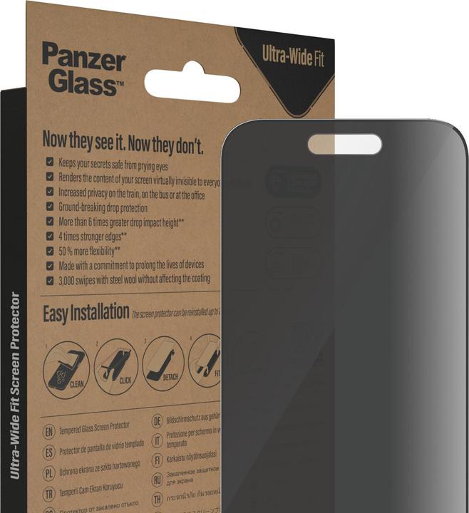 Produktbild PanzerGlass Ultra Wide Fit Privacy (1 Stück, Apple iPhone 14 Pro)