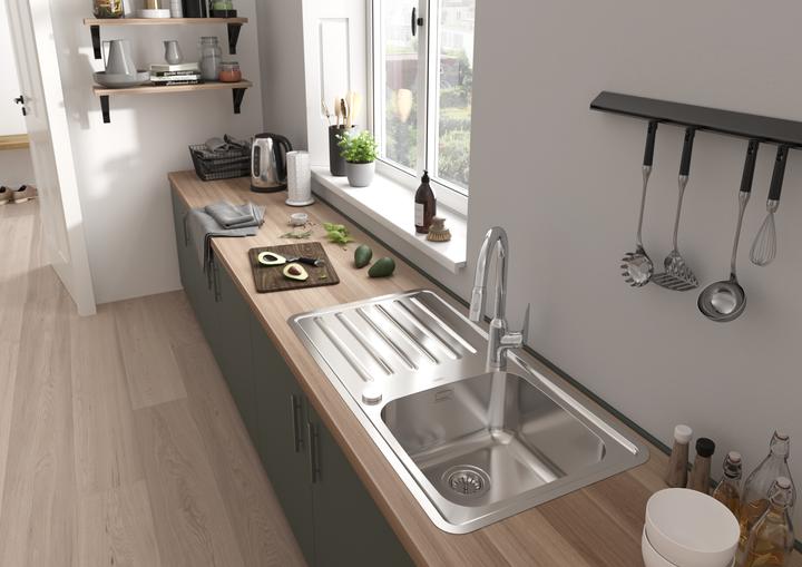 Produktbild hansgrohe HG Einbauspüle 400/400 m Abtr. links S4113-F400 edelstahl (Aufsatzspülbecken, 50.50 cm, 97.50 cm)