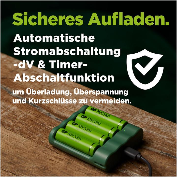 Actual product image GP Batteries ReCyko B421/85 4-Port USB Ladegerät inkl.4xAAA NiMh 850mAh (4 pcs., AA, 850 mAh, Battery + charger)
