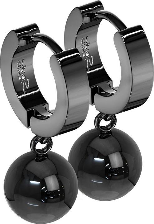 Star Piercing Ohrring zum Klappen schwarz Anhänger Kugel (ohne Messing, Chirurgenstahl 316L)