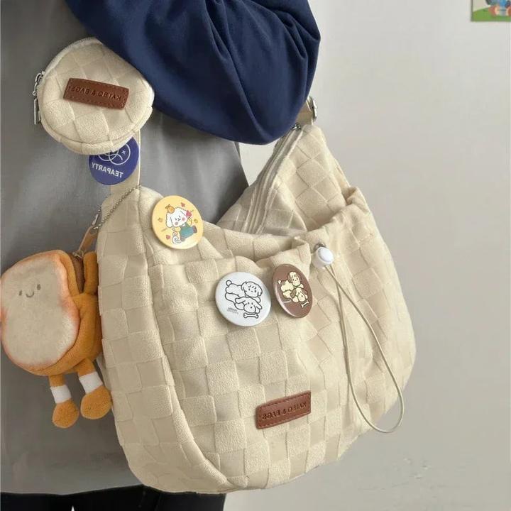 Immagine prodotto Only-Bags.Store Borsa Crossbody Colore solido Stampa a quadri Grande capacità Borsa a tracolla Borsa carina