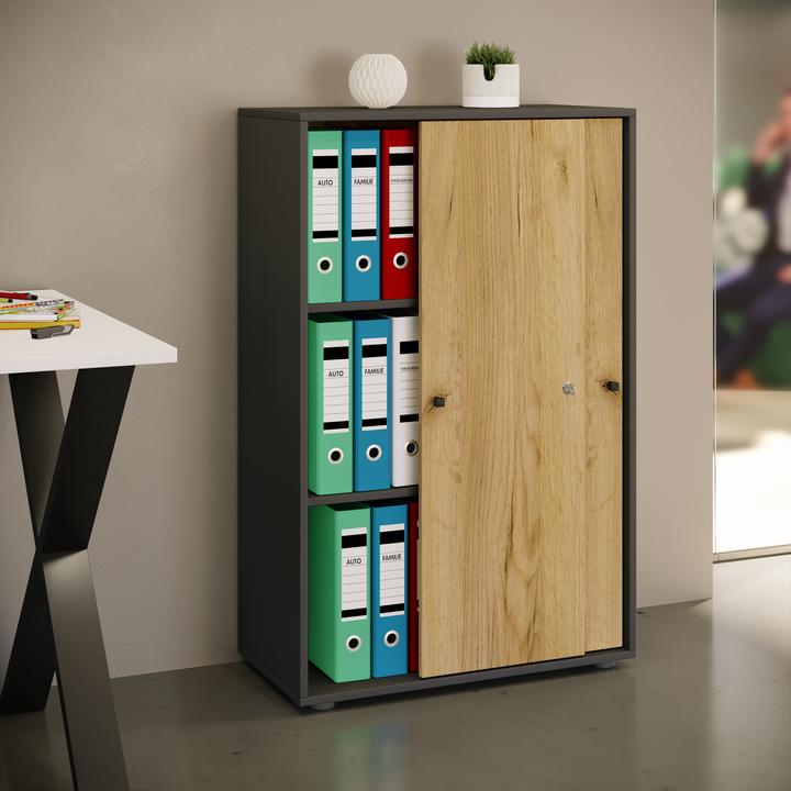 Produktbild VCM Büroschrank Schiebetüren Lona 3fach (70 x 37 x 111 cm)