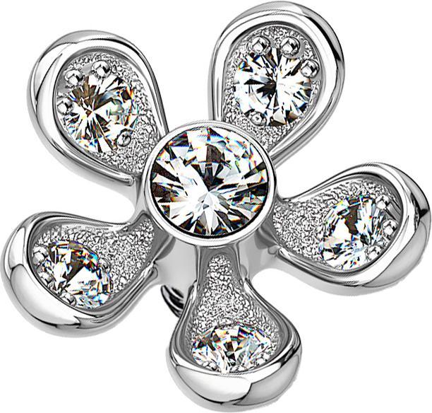 Star Piercing Dermal Anchor silber Blume (Chirurgenstahl 316L, Messing)