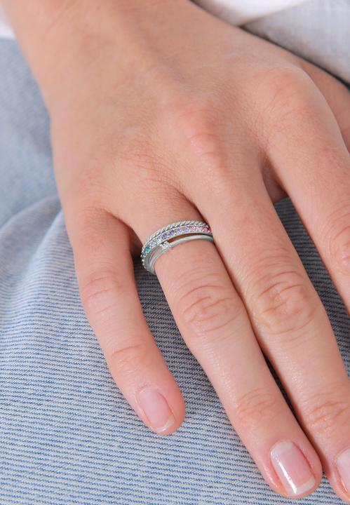 Produktbild Elli Kristall Ring, Multi-Color, Ring Set (66, 925 Silber)