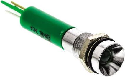 Actual product image Rs Pro LED 5mm diameter,satin chrome,230V,green
