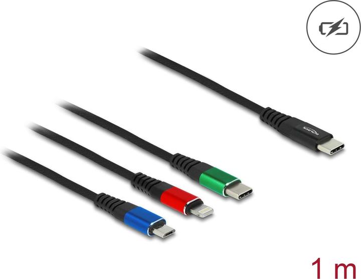Delock Câble de charge USB C - Lightning/Micro-USB B/USB C 1 m (1 m, USB 2.0)