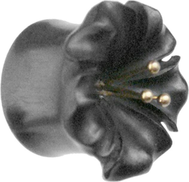 Star Piercing Flared Plug Blüte aus Arang Holz (Organisch, Messing)