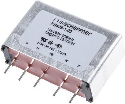 Actual product image Schaffner EMV PCB mount filter,45x15mm 1A