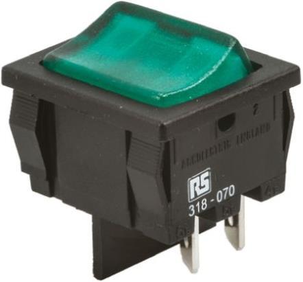 Produktbild Arcolectric Wippschalter 2-polig E-A 19x22mm bel.gn
