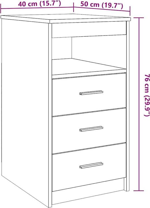 Image du produit VidaXL Schubladenschrank Artisan-Eiche 40x50x76 cm Holzwerkstoff (40 x 50 x 76 cm)