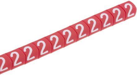 Produktbild HellermannTyton Kabelmarkierer 2,25-5,0mm "2" rot (128 mm, 250 Stk.)