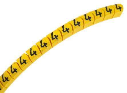 Produktbild HellermannTyton Kabelmarkierer 1,3-2,8mm "4" gelb