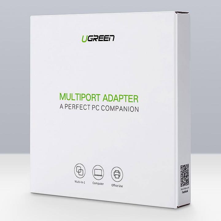 Productafbeelding Ugreen USB 2.0 Hub RJ45 Ethernet Adapter 3+1 poort USB 2.0 Hub Zwart (USB-A, 3 Havens)