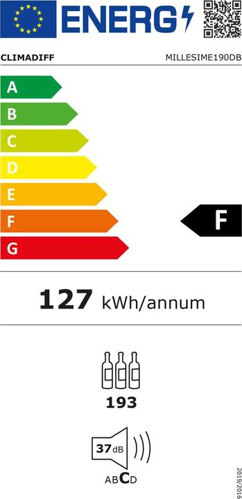 Energy Label Climadiff Wine refrigerator MILLESIME190DB