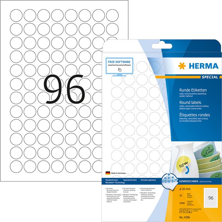 Image du produit HERMA Étiquettes détachables A4