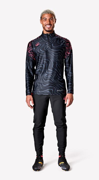 Image du produit Kipsta Sweat De Football Adulte 1/2 Zip Viralto Wave Noir, Rose Fluo, Gris (L)