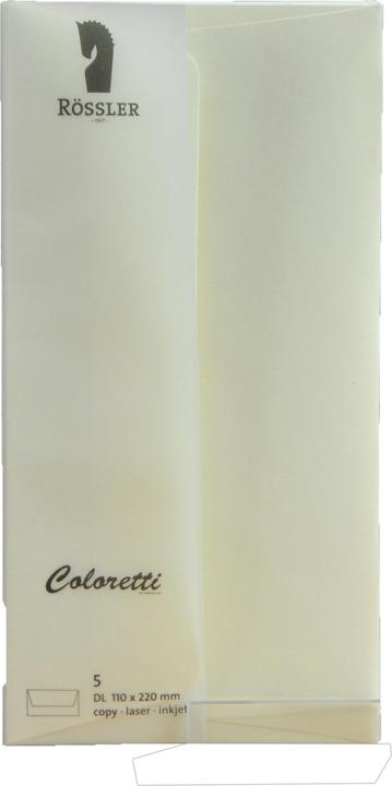 Produktbild Magni 220702512 - Coloretti Briefumschläge, 80 g/m², DIN lang, creme, 5 Stück (220 x 110 mm, 5 x)