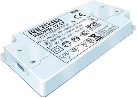 Actual product image Recom LED Driver CV 6W 12V Low Profile