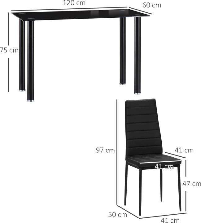 Image du produit Homcom Ensemble de salle à manger avec 4 chaises (120 x 60 x 97 cm)