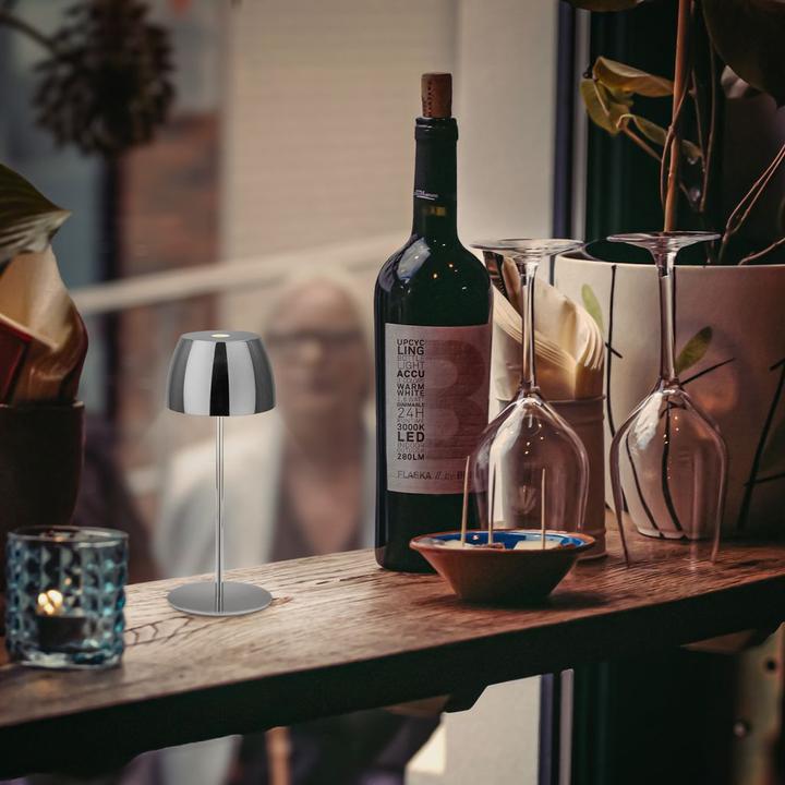 Actual product image Briloner Rechargeable LED table lamp - Mini, touch, black chrome (150 lm)