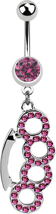 Star Piercing Banane silber mit Anhänger Schlagring pink (Chirurgenstahl 316L, ohne Messing)