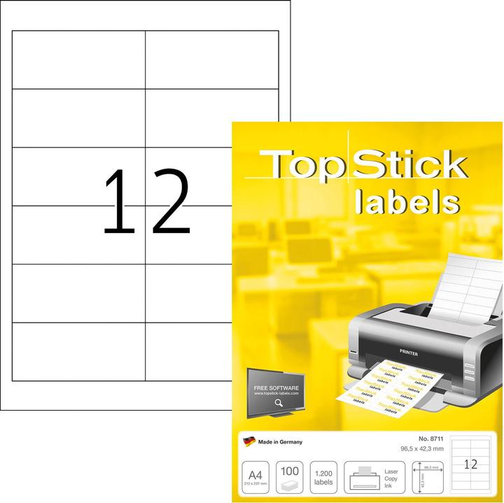 Actual product image TopStick TOP STICK universal labels, 96.5 x 42.3 mm, 100 sheets