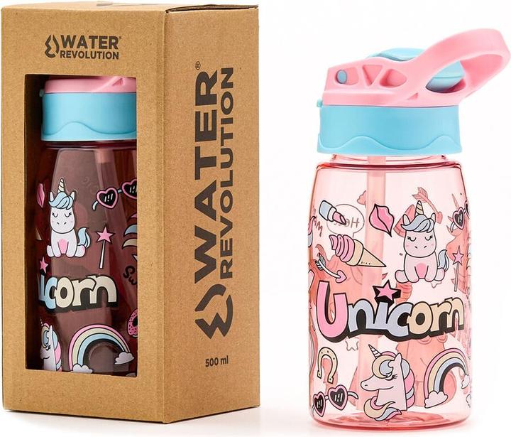Actual product image Water Revolution tritan Unicorn bottle 500ml