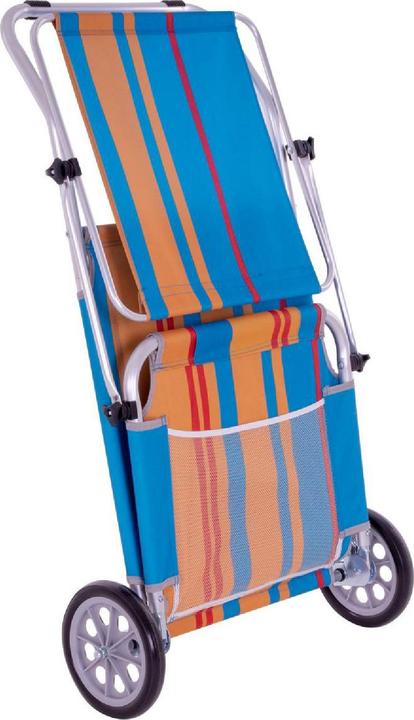 Actual product image VCM Strandliege Sonnenliege Transportliege Gartenliege mit Räder und Sonnendach Bunt (113 cm)