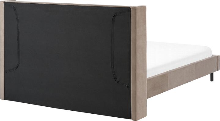 Actual product image Beliani Upholstered Bed Velvet Fabric taupe Slatted Frame 160 x 200 cm VILLETTE (160 x 200 cm)