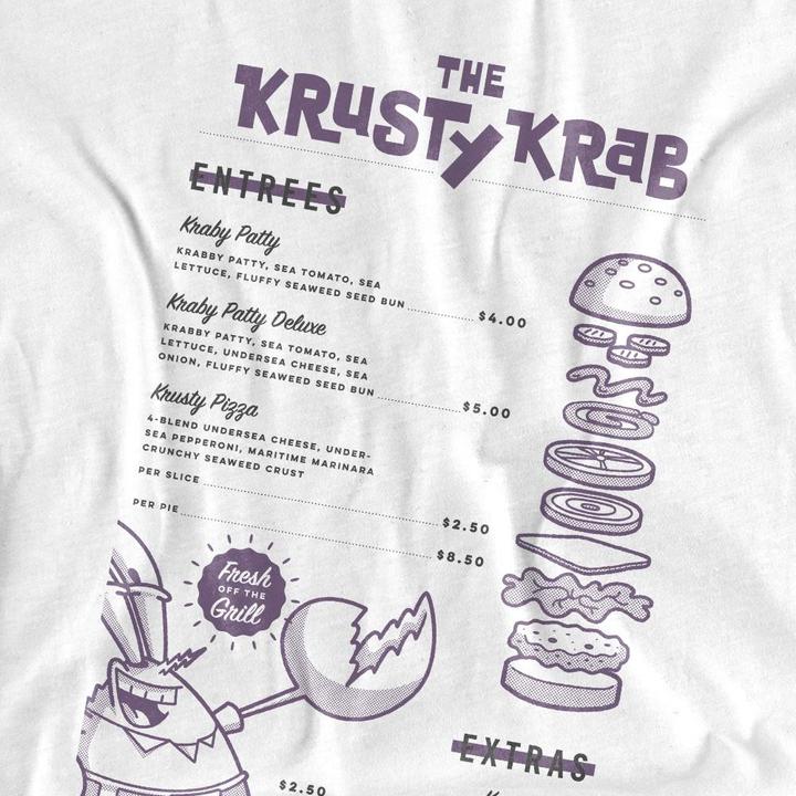 Immagine prodotto Spongebob Squarepants Krusty Krab Menu Maglietta Uomo (4XL)