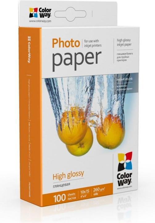 Colorway Carta fotografica PG2601004R Lucida, Bianca, 10 x 15 cm, 260 g/m² (260 g/m², 10 x 15 cm, 100 x)