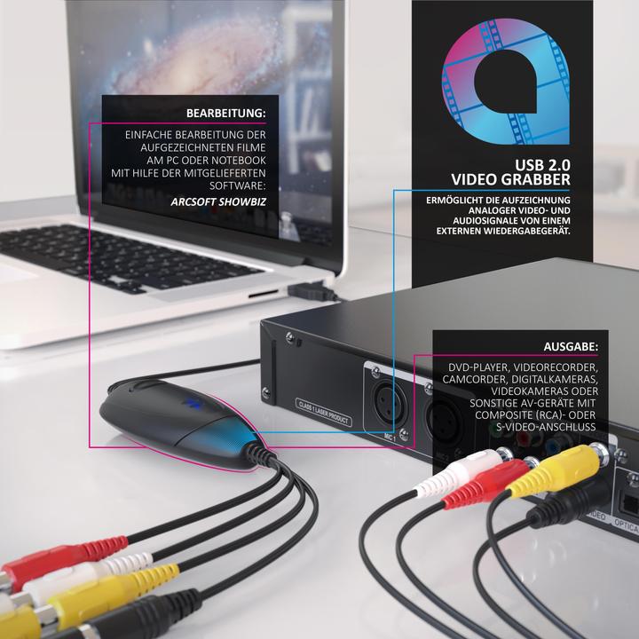 Actual product image Aplic USB Audio Video Grabber, Video Audio Converter, VHS, Video Adapter for Post-Processing for Windows (USB, analog TV signal)