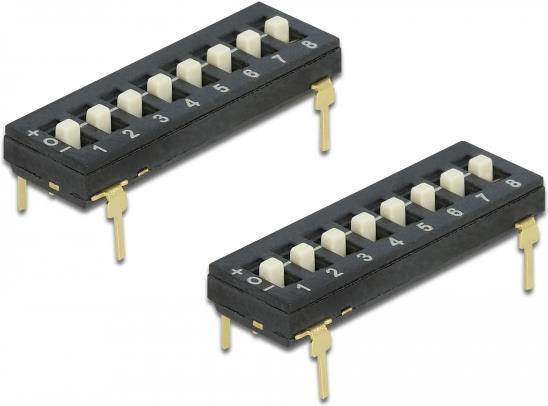 Produktbild Delock DIP-Schalter Tri-State 8-stellig 2,54mm Rastermass THT vertikal schwarz 2 Stück