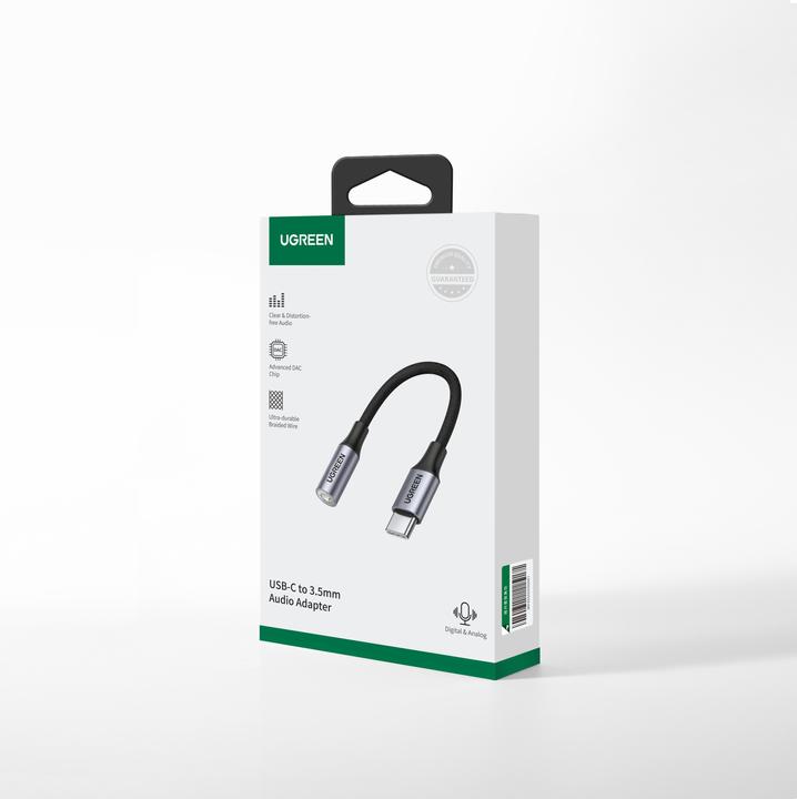Produktbild Ugreen USB-C zu 3.5mm Buchse Adapter mit DAC Chip (USB Typ C, 3.5mm Klinke)