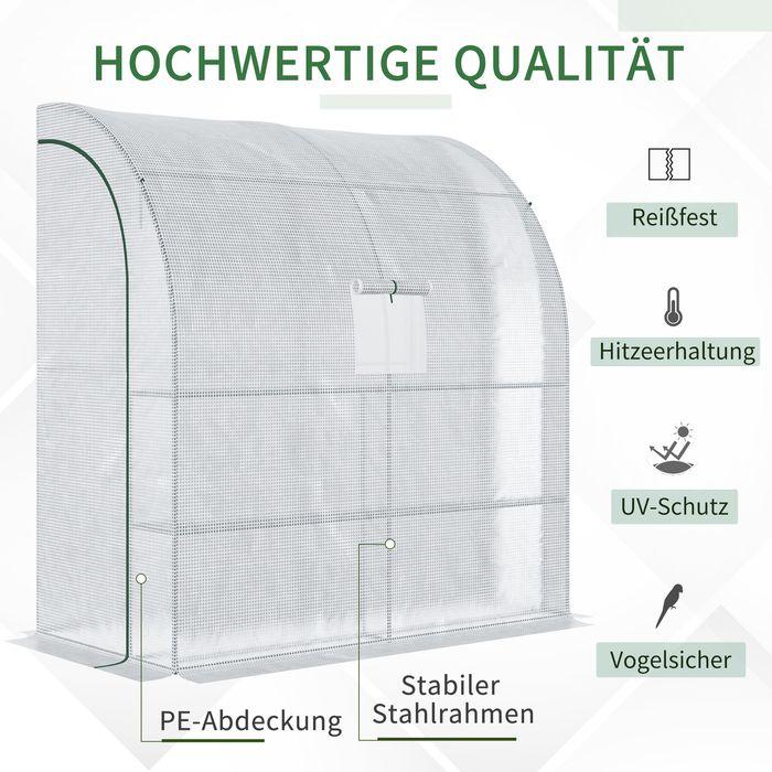 Image du produit Swisshandel24 Foliengewächshaus mit Mesh Fenster, mit aufrollbaren Türen, Weiss, 200 x 100 x 215 cm