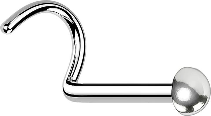Star Piercing Nasenstecker gebogen silber mit Kuppel (ohne Messing, Chirurgenstahl 316L)