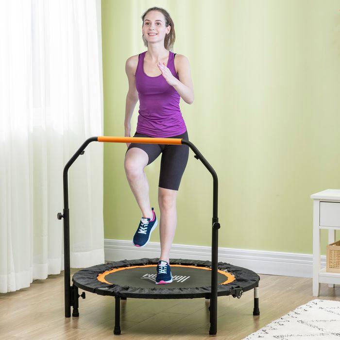 Produktbild Swisshandel24 102 cm Fitness-Trampolin, Faltbares Mini-Trampolin mit Haltegriff, Schwarz (102 cm)