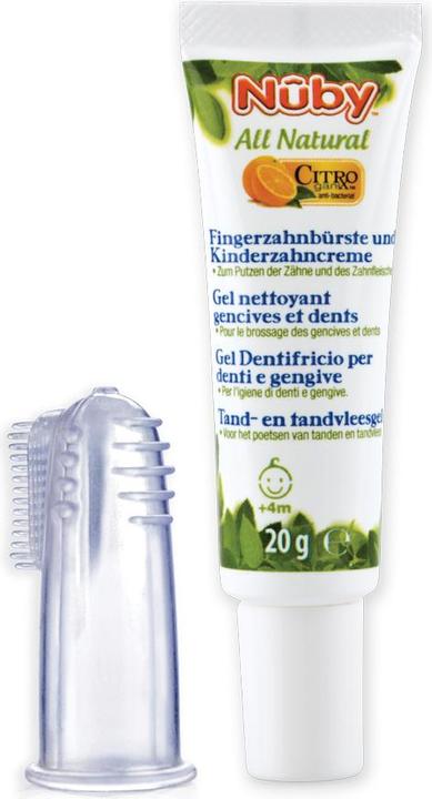 Actual product image Nuby Nûby All Natural finger toothbrush with toothpaste gel 20g