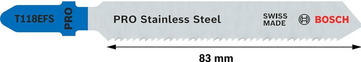 Actual product image Bosch Professional Zubehör PRO Stainless Steel T118EFS Jigsaw blade, 83 mm, 5 pcs.