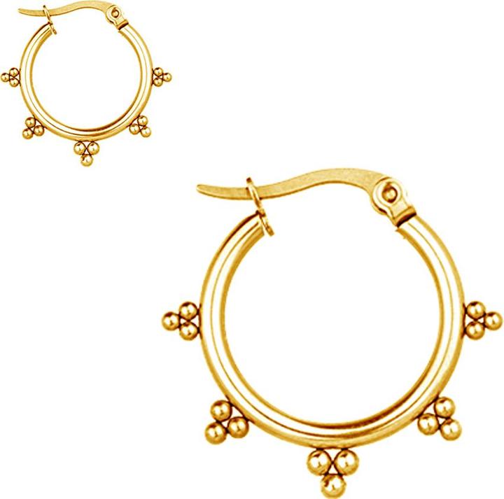 Star Piercing Ohrring vergoldet Creole mit drei Kugeln (ohne Messing, Chirurgenstahl 316L)