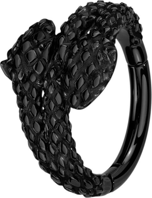 Produktbild Star Piercing Micro Segmentring klappbar schwarz doppelter Schlangenkopf (ohne Messing, Chirurgenstahl 316L)