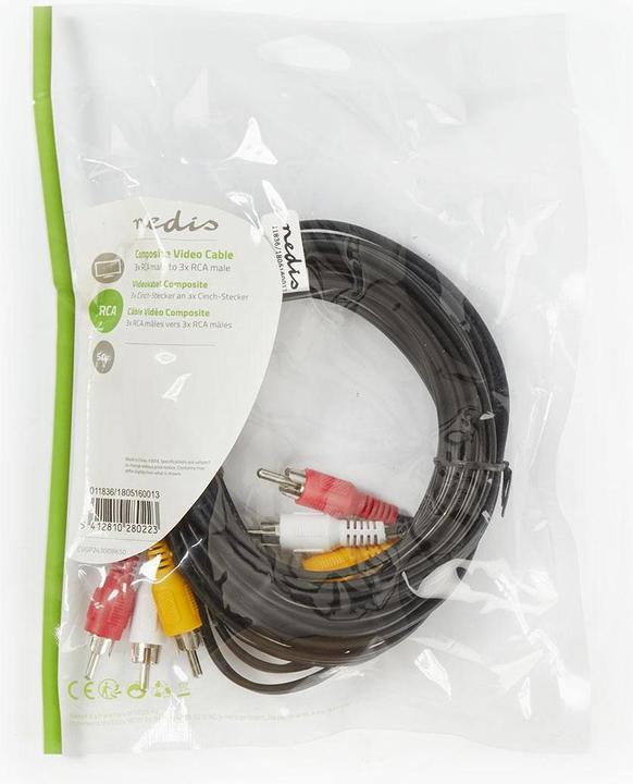 Produktbild Nedis Composite-Videokabel, 3x Cinch-Stecker (5 m, Cinch)