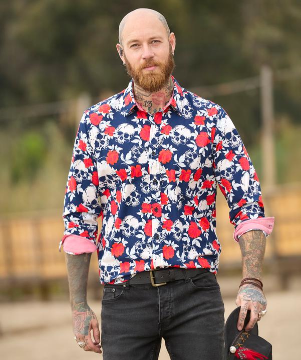 Actual product image Joe Browns Rose Skull Print Long Sleeve Shirt (S)