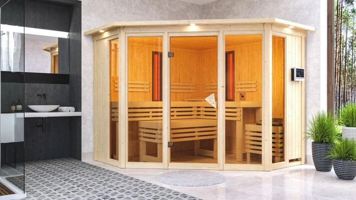 Produktbild Karibu Infrarotkabine Asta Eckeinstieg, Kranz (9 KW Bio externe Steuerung)