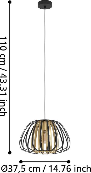Immagine prodotto EGLO Lampada a sospensione ENCINITOS 1x E27 Nero/Oro (E27, 0 lm)